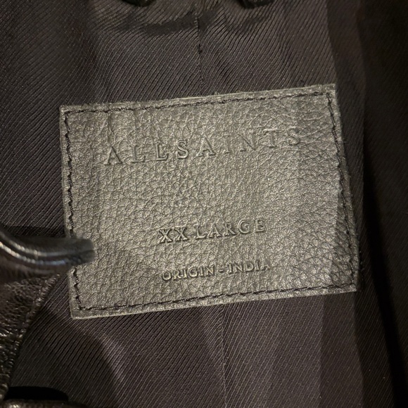 Men's All Saints Black Leather Shirt Jacket XXL - Picture 2 of 10